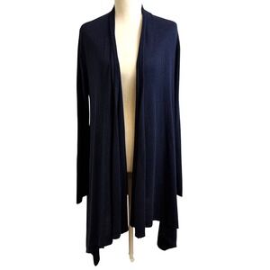 Polo Ralph Lauren Navy Draped Open Cardigan Womens M Silk Blend Dark Fairy Flowy